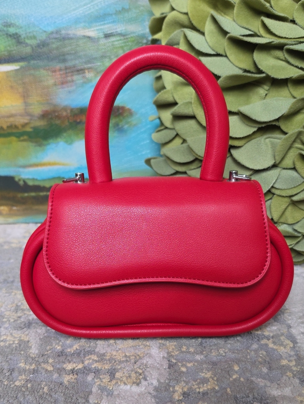 Melie Bianco Red Cici Sky Recycled Vegan Crossbody Satchel Bag